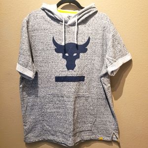 Under Armour Men's Project Rock Terry Short Sleeve Hoodie Size XL Heather Gray